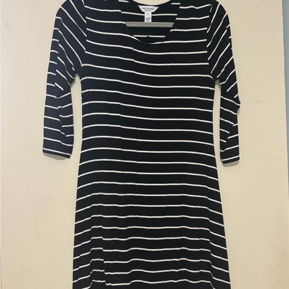 Arizona Quarter Sleeve Black and White Dress